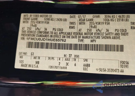 2017 Ford Escape Titanium from USA, damaged, VIN 1FMCU0JD1HUE65762